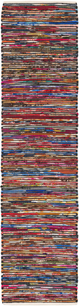 Multicolor Black 2' x 8' Chindi Cotton Runner Rug