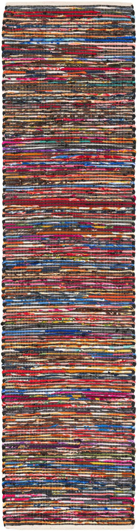 Multicolor Black 2' x 8' Chindi Cotton Runner Rug