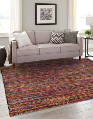 Multicolor Black 10' x 10' Chindi Cotton Square Rug
