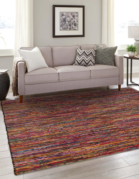 Multicolor Black 10' x 10' Chindi Cotton Square Rug
