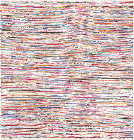 Multicolor White 10' x 10' Chindi Cotton Square Rug