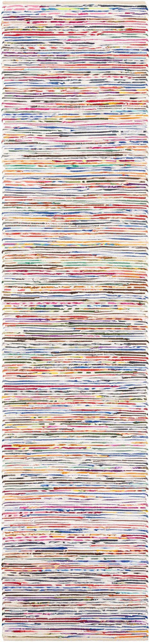 Multicolor White 2' 7 x 12' Chindi Cotton Runner Area Rug Interior Design Home Decor Carpet Mat for Sale at Rug Engine