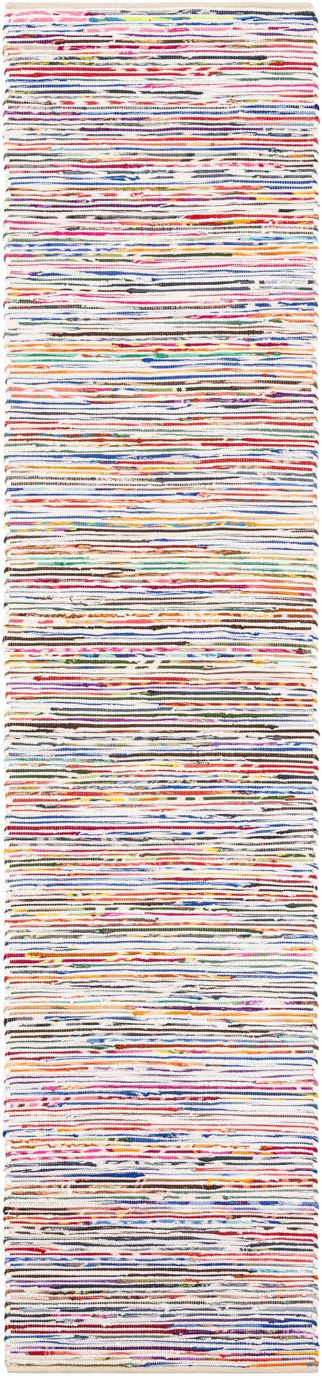 Multicolor White 2' 7 x 12' Chindi Cotton Runner Area Rug Interior Design Home Decor Carpet Mat for Sale at Rug Engine