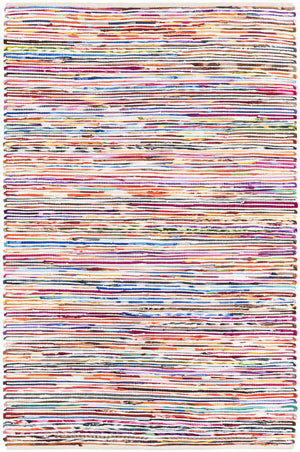 Multicolor White 4' 1 x 6' 1 Chindi Cotton Rectangle Area Rug Interior Design Home Decor Carpet Mat for Sale at Rug Engine