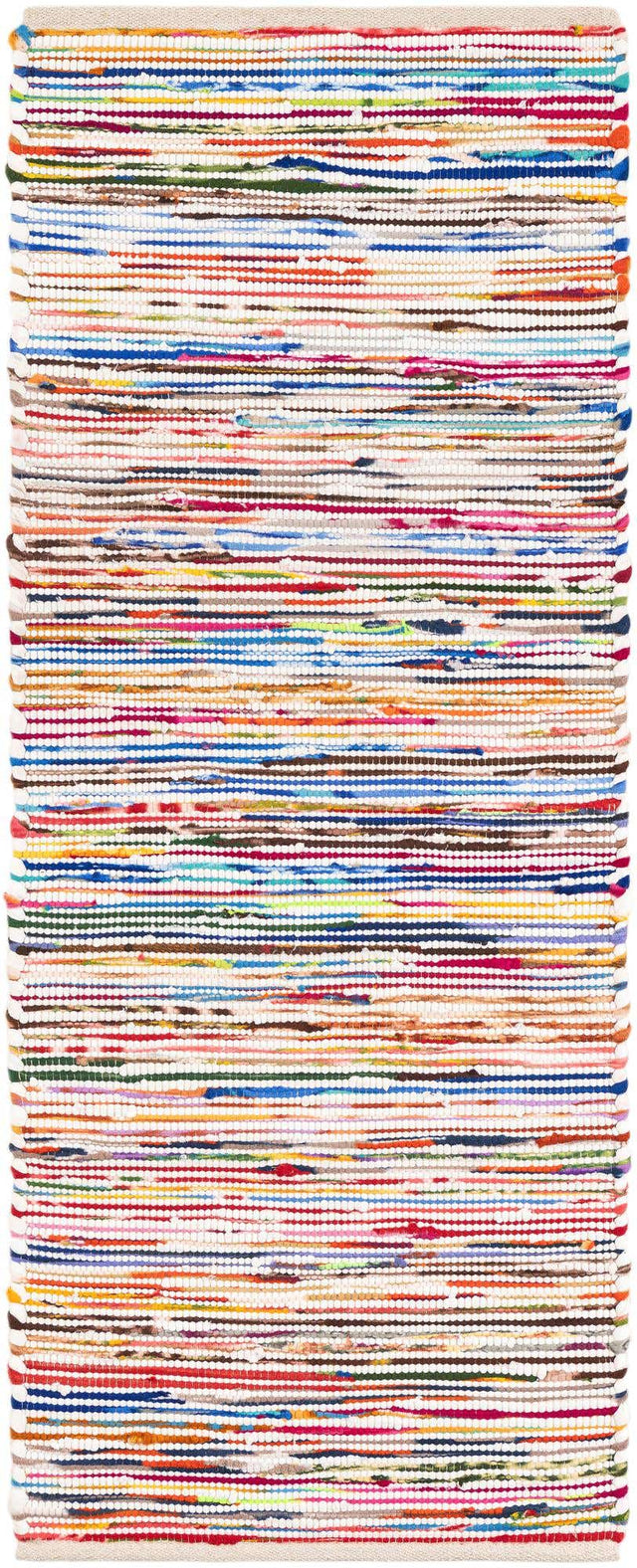 Multicolor White 2' x 5' 1 Chindi Cotton Runner Area Rug Interior Design Home Decor Carpet Mat for Sale at Rug Engine