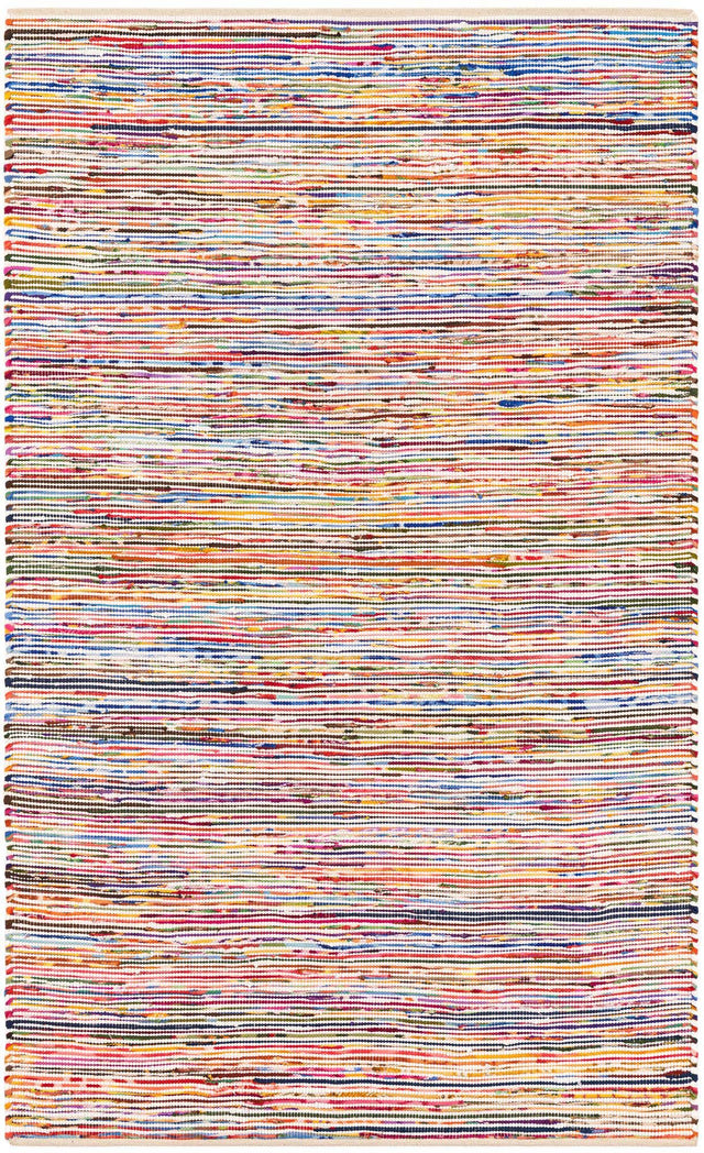 Multicolor White 5' 1 x 8' Chindi Cotton Rectangle Area Rug Interior Design Home Decor Carpet Mat for Sale at Rug Engine