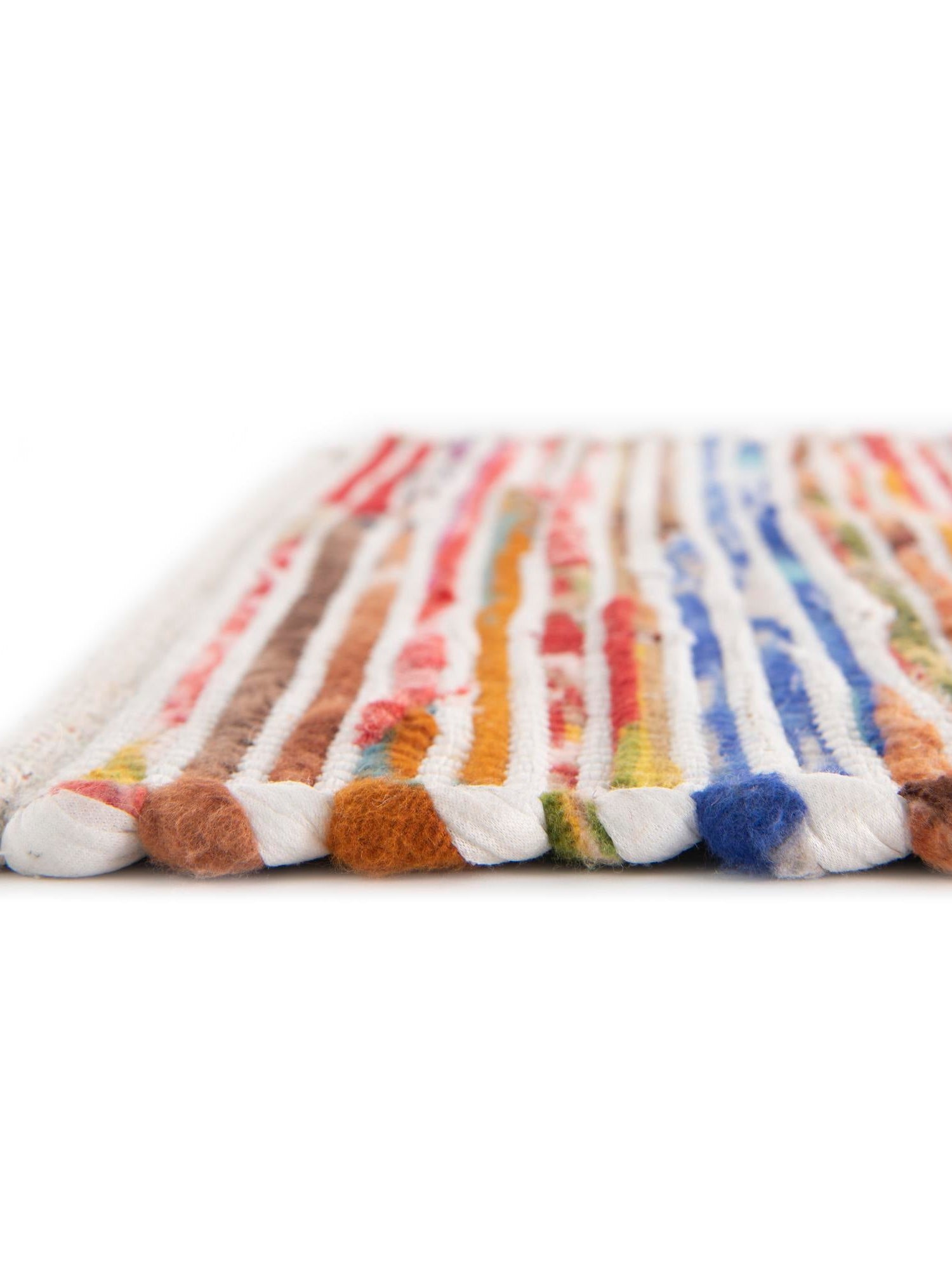 Multicolor White 2' 7 x 12' Chindi Cotton Runner Area Rug Interior Design Home Decor Carpet Mat for Sale at Rug Engine