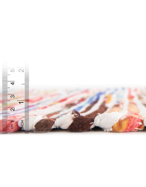 Multicolor White 10' x 10' Chindi Cotton Square Rug