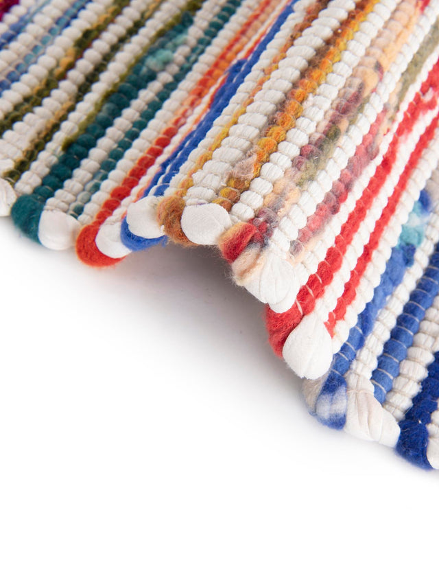Multicolor White 10' x 10' Chindi Cotton Square Rug