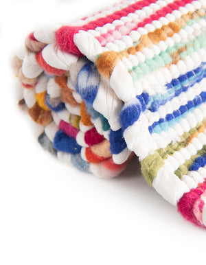 Multicolor White 10' x 10' Chindi Cotton Square Rug