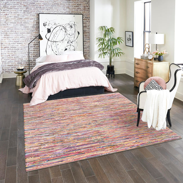 Multicolor White 10' x 10' Chindi Cotton Square Rug