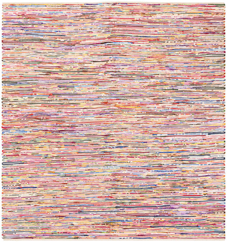 Multicolor White 8' x 8' Chindi Cotton Square Rug
