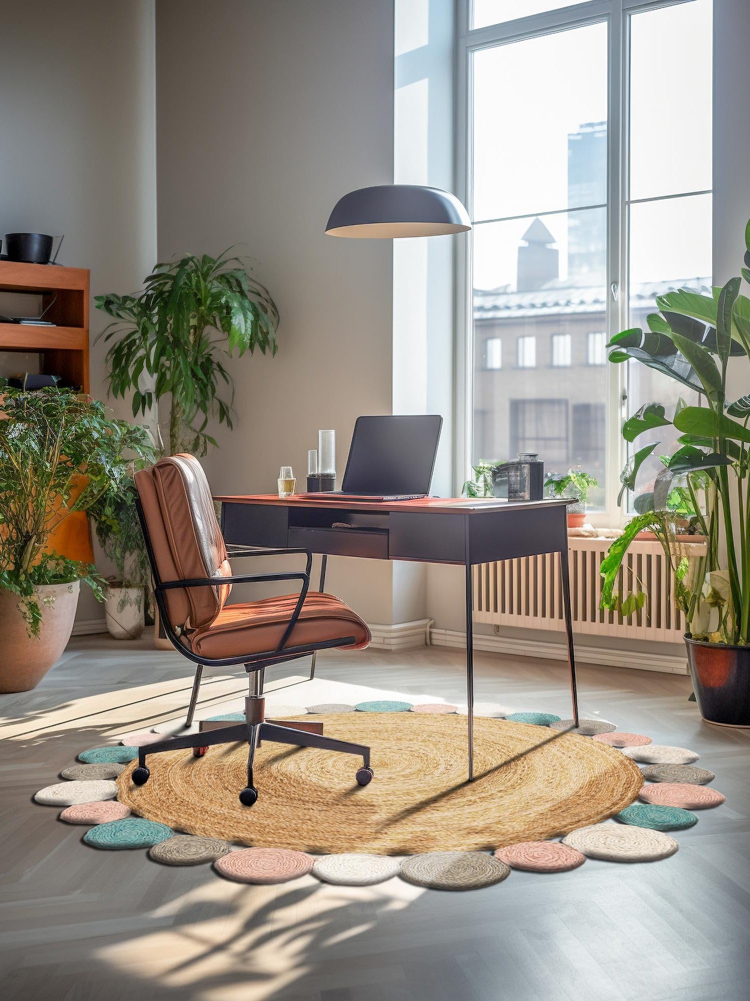 Multicolor 3' 1 x 3' 1 Braided Jute Round Area Rug 100% Jute Hand Braided Natural Eco-Friendly Boho Style Carpet for Living Rooms Dining Office Space Dorms for Sale at Rug Engine