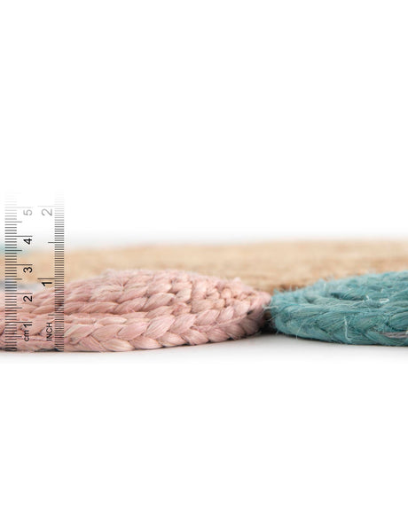 Multicolor 3' 1 x 3' 1 Braided Jute Round Area Rug 100% Jute Hand Braided Natural Eco-Friendly Boho Style Carpet for Living Rooms Dining Office Space Dorms for Sale at Rug Engine