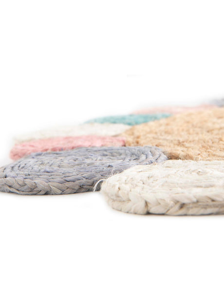 Multicolor 4' 1 x 4' 1 Braided Jute Round Area Rug 100% Jute Hand Braided Natural Eco-Friendly Boho Style Carpet for Living Rooms Dining Office Space Dorms for Sale at Rug Engine