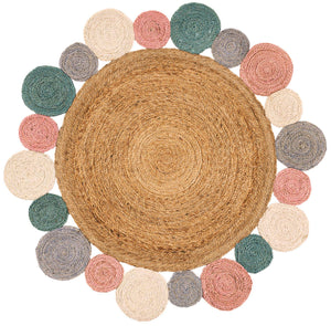 Multicolor 4' 1 x 4' 1 Braided Jute Round Rug