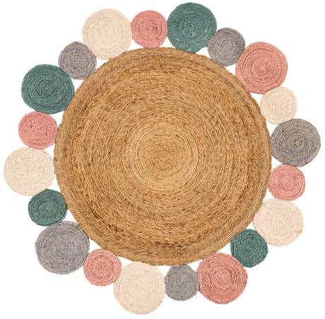 Multicolor 4' 1 x 4' 1 Braided Jute Round Rug