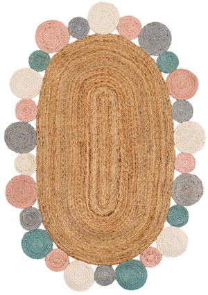 Multicolor 4' 1 x 6' 1 Braided Jute Oval Rug