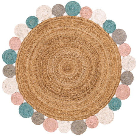 Multicolor 5' 1 x 5' 1 Braided Jute Round Rug