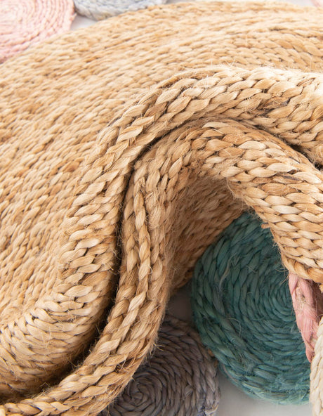 Multicolor 4' 1 x 6' 1 Braided Jute Oval Area Rug 100% Jute Hand Braided Natural Eco-Friendly Boho Style Carpet for Living Rooms Dining Office Space Dorms for Sale at Rug Engine