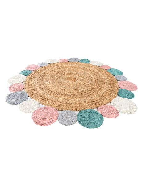 Multicolor 6' 1 x 6' 1 Braided Jute Round Area Rug 100% Jute Hand Braided Natural Eco-Friendly Boho Style Carpet for Living Rooms Dining Office Space Dorms for Sale at Rug Engine