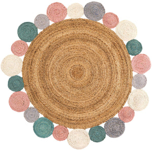 Multicolor 6' 1 x 6' 1 Braided Jute Round Rug