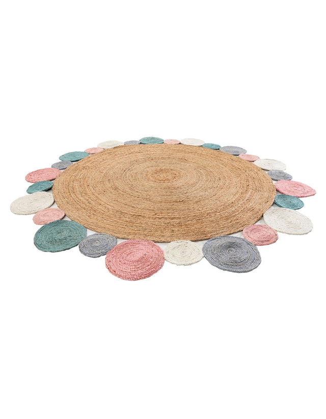 Multicolor 8' x 8' Braided Jute Round Rug