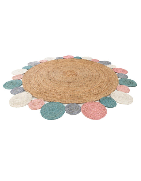 Multicolor 7' 10 x 7' 10 Braided Jute Round Area Rug 100% Jute Hand Braided Natural Eco-Friendly Boho Style Carpet for Living Rooms Dining Office Space Dorms for Sale at Rug Engine
