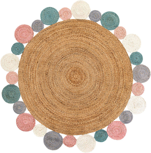 Multicolor 8' x 8' Braided Jute Round Rug
