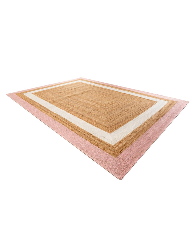 Pink White Natural 10' x 14' 1 Braided Jute Rectangle Rug