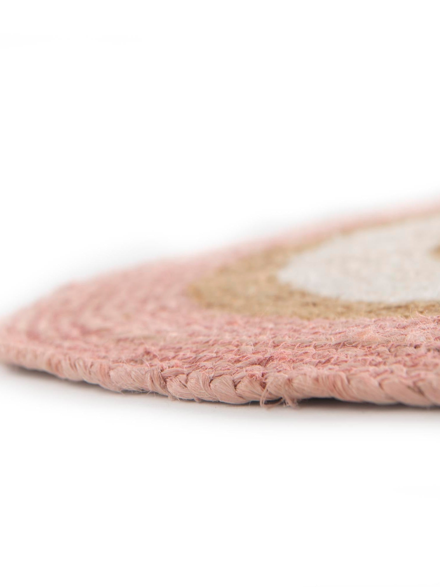 Pink White Natural 5' 1 x 5' 1 Braided Jute Round Area Rug 100% Jute Hand Braided Natural Eco-Friendly Boho Style Carpet for Living Rooms Dining Office Space Dorms for Sale at Rug Engine