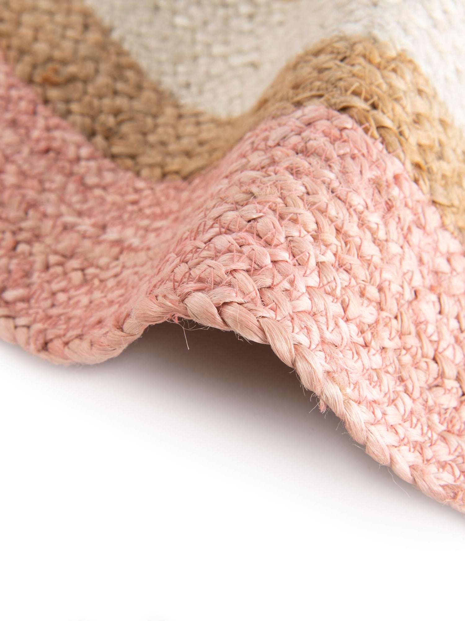 Pink White Natural 4' 1 x 4' 1 Braided Jute Round Area Rug 100% Jute Hand Braided Natural Eco-Friendly Boho Style Carpet for Living Rooms Dining Office Space Dorms for Sale at Rug Engine