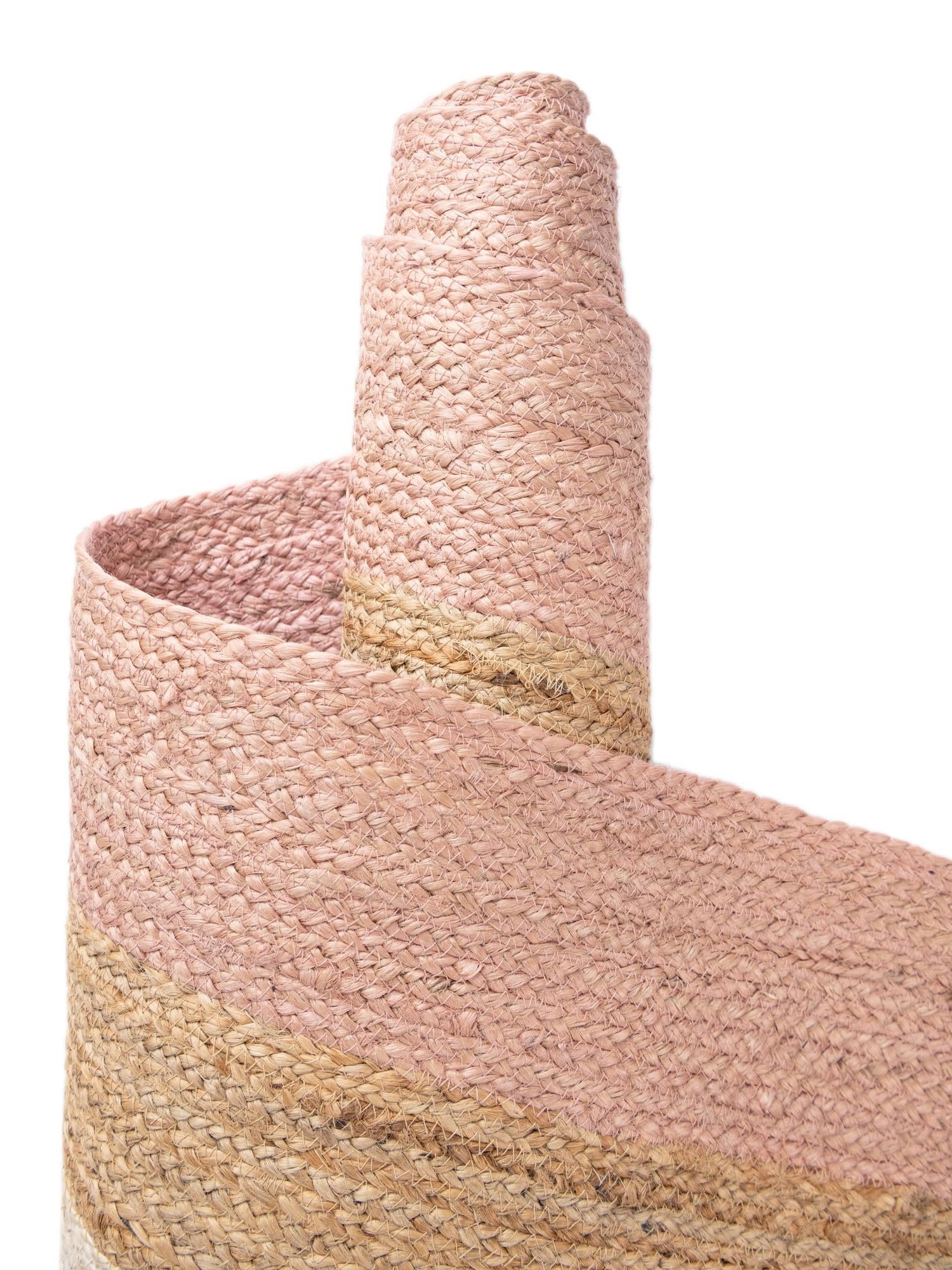 Pink White Natural 6' 1 x 6' 1 Braided Jute Round Area Rug 100% Jute Hand Braided Natural Eco-Friendly Boho Style Carpet for Living Rooms Dining Office Space Dorms for Sale at Rug Engine