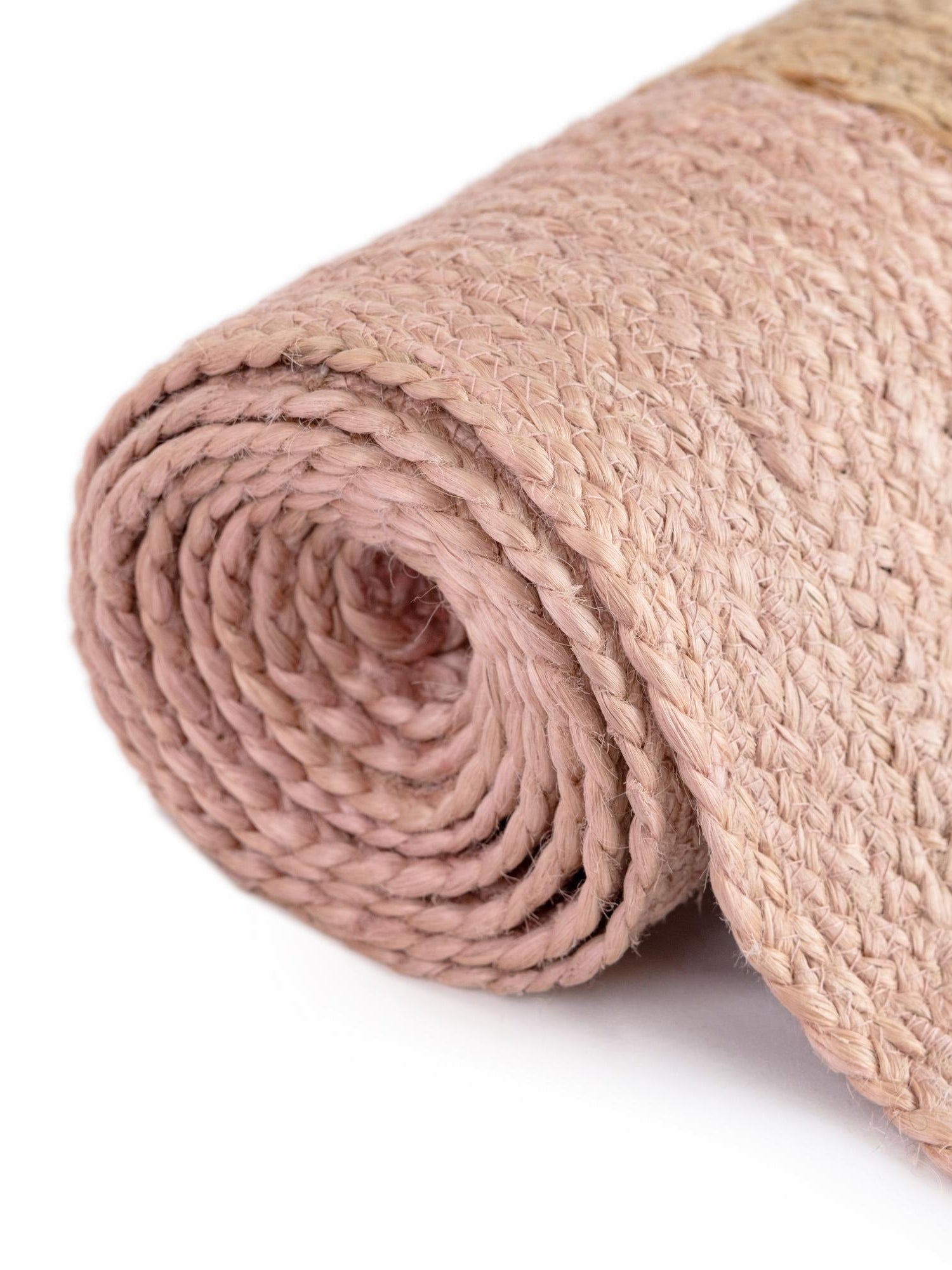 Pink White Natural 6' 1 x 6' 1 Braided Jute Round Area Rug 100% Jute Hand Braided Natural Eco-Friendly Boho Style Carpet for Living Rooms Dining Office Space Dorms for Sale at Rug Engine