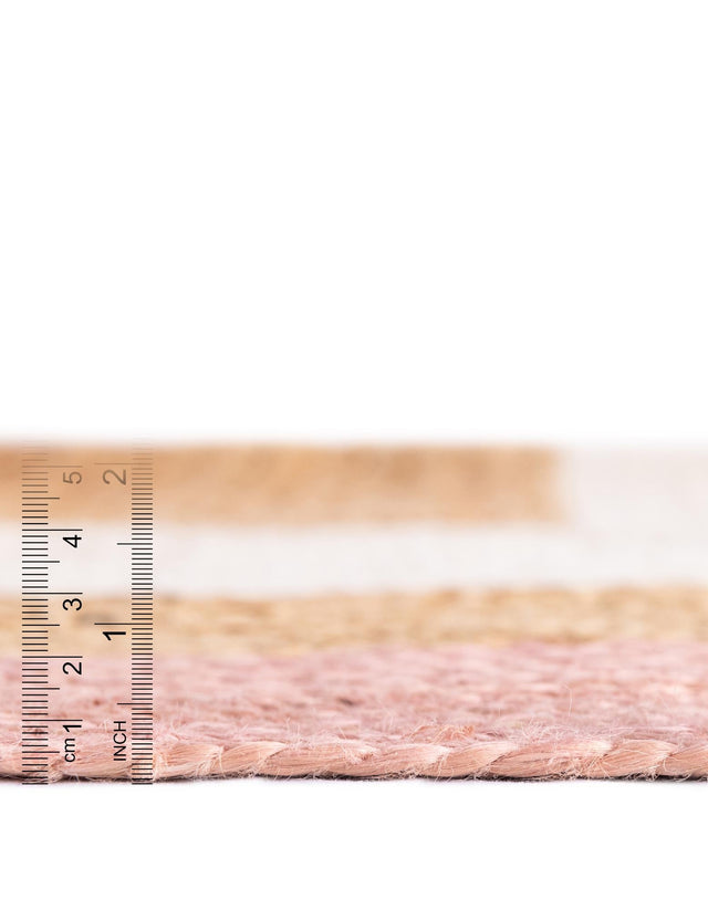 Pink White Natural 6' 1 x 9' Braided Jute Rectangle Rug