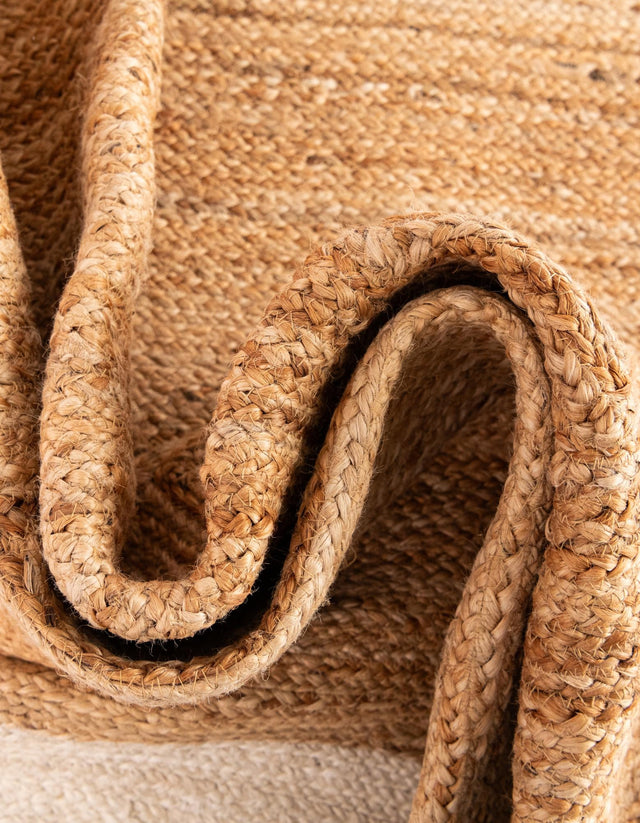 Pink White Natural 6' 1 x 9' Braided Jute Rectangle Rug