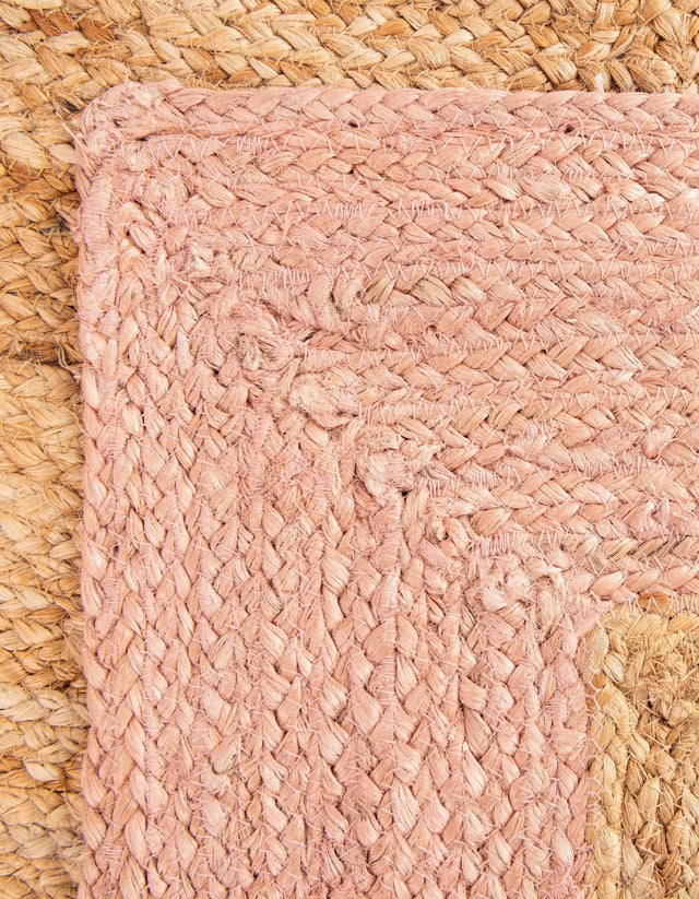 Pink White Natural 6' 1 x 9' Braided Jute Rectangle Rug