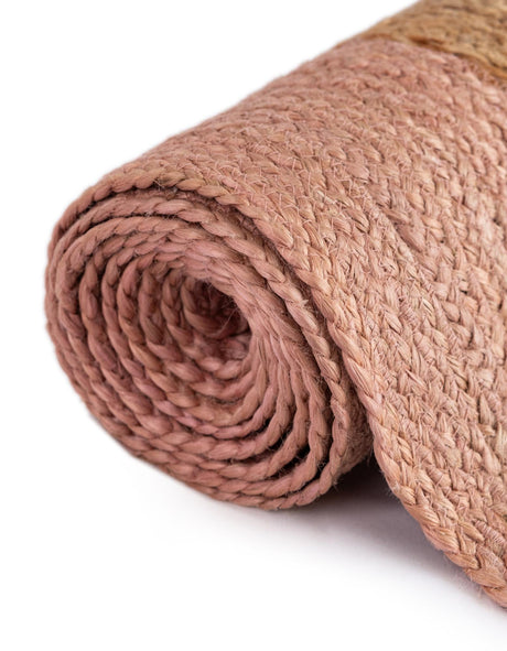 Pink White Natural 10' x 14' 1 Braided Jute Rectangle Area Rug 100% Jute Hand Braided Natural Eco-Friendly Boho Style Carpet for Living Rooms Dining Office Space Dorms for Sale at Rug Engine