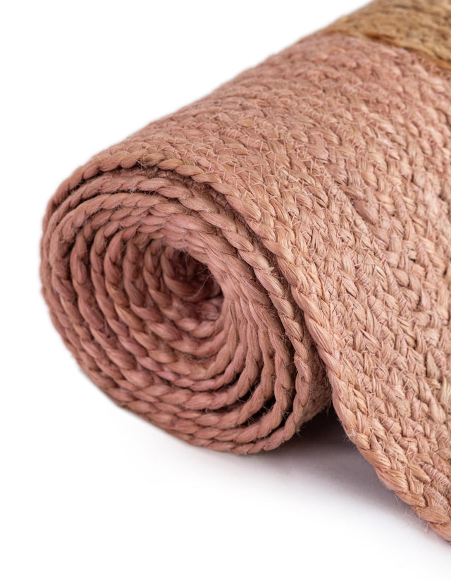 Pink White Natural 10' x 14' 1 Braided Jute Rectangle Rug