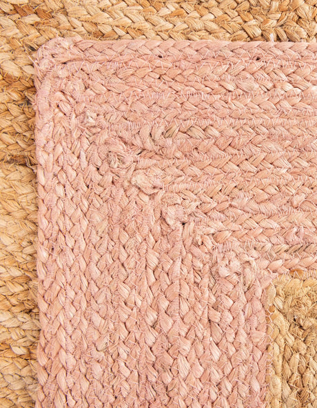 Pink White Natural 2' x 6' 1 Braided Jute Runner Area Rug 100% Jute Hand Braided Natural Eco-Friendly Boho Style Carpet for Living Rooms Dining Office Space Dorms for Sale at Rug Engine