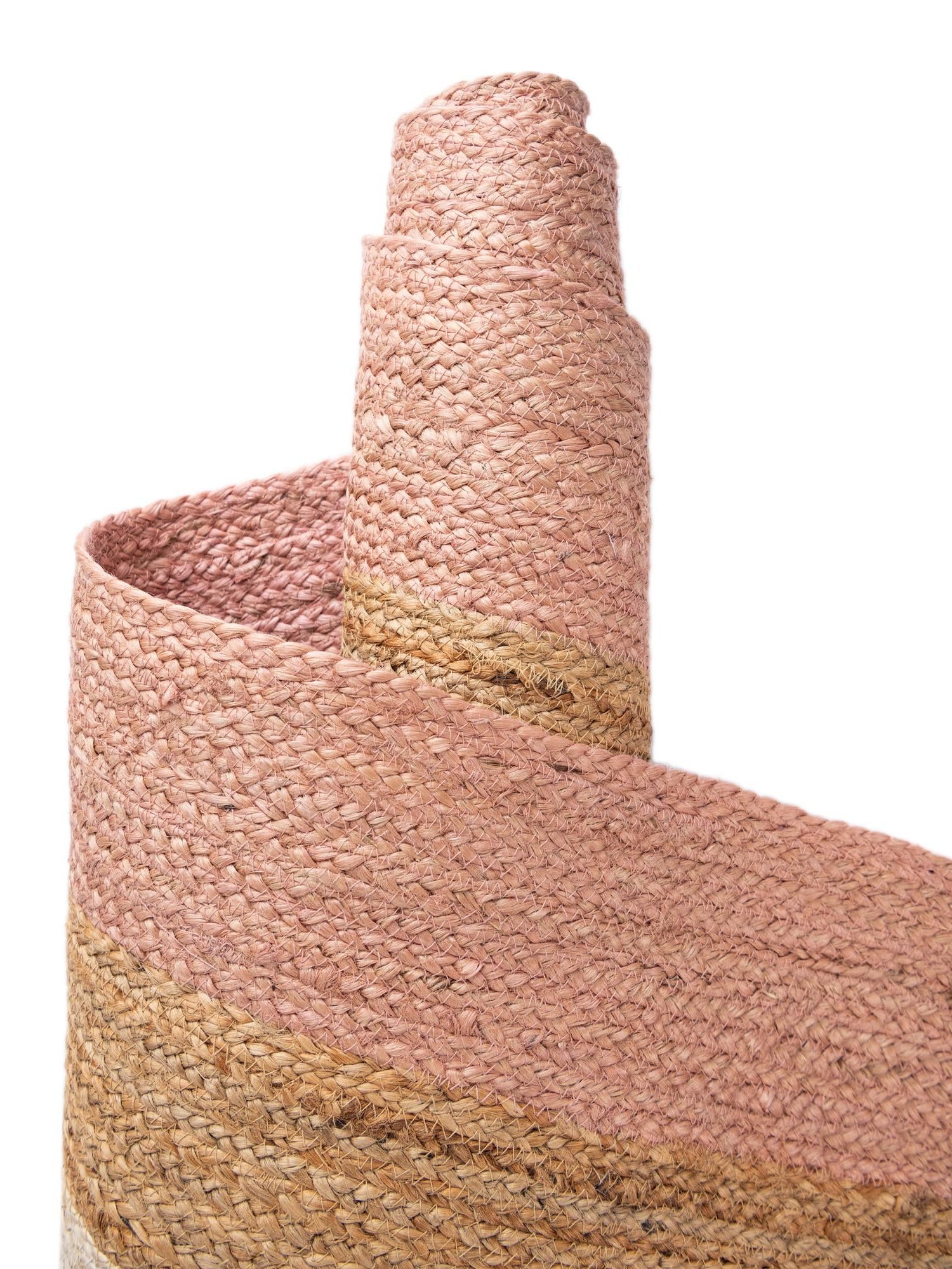 Pink White Natural 2' x 6' 1 Braided Jute Runner Area Rug 100% Jute Hand Braided Natural Eco-Friendly Boho Style Carpet for Living Rooms Dining Office Space Dorms for Sale at Rug Engine