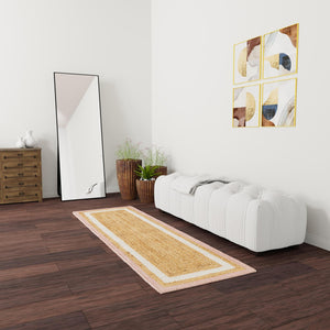 Pink White Natural 3' x 12' Braided Jute Runner Rug