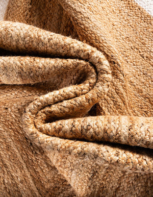 Navy Blue White Natural 5' 1 x 5' 1 Braided Jute Round Rug