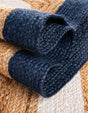 Navy Blue White Natural 4' 1 x 4' 1 Braided Jute Round Rug