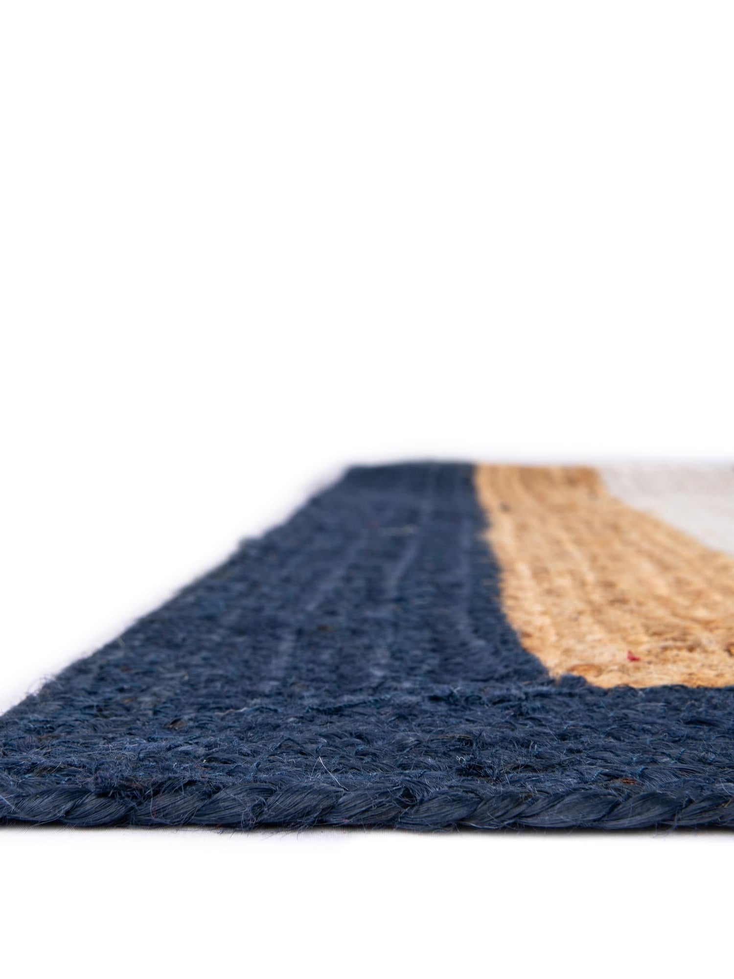 Navy Blue White Natural 5' 1 x 8' Braided Jute Rectangle Area Rug 100% Jute Hand Braided Natural Eco-Friendly Boho Style Carpet for Living Rooms Dining Office Space Dorms for Sale at Rug Engine