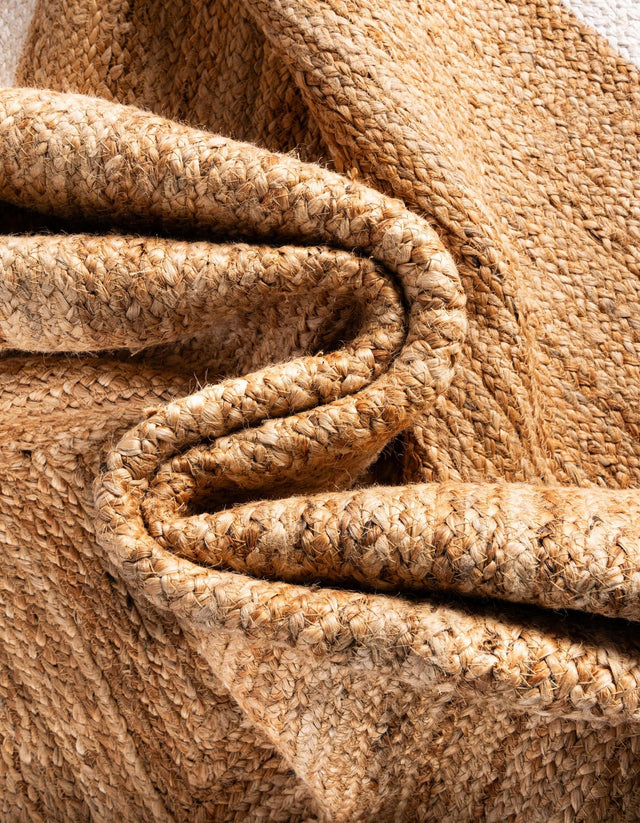 Navy Blue White Natural 3' x 12' Braided Jute Runner Rug