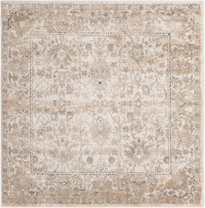 Ivory 5' 3 x 5' 3 Portland Square Area Rug 85% Polypropylene & 15% Polyester Vintage Distressed Traditional Carpet for Home Decor for Sale at Rug Engine