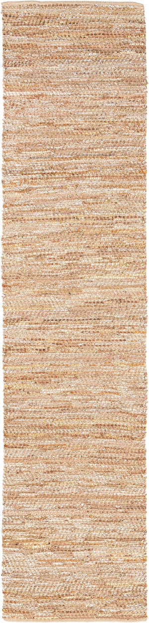 Natural 2' 7 x 12' Leather Metallic Jute Runner Area Rug Hand Woven All Natural Jute & Leather Unique Carpet for Living Rooms, Bedroom, Office, Kitchen, Dorms for Sale at Rug Engine