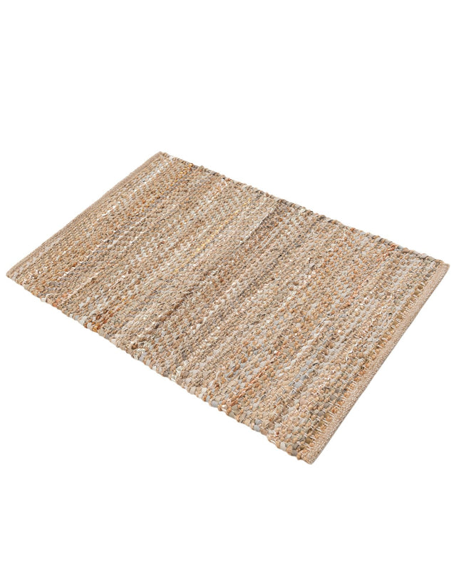 Natural 2' x 3' 1 Leather Metallic Jute Rectangle Area Rug Hand Woven All Natural Jute & Leather Unique Carpet for Living Rooms, Bedroom, Office, Kitchen, Dorms for Sale at Rug Engine