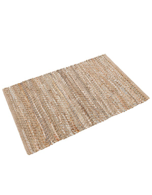 Natural 2' x 3' 1 Leather Metallic Jute Rectangle Area Rug Hand Woven All Natural Jute & Leather Unique Carpet for Living Rooms, Bedroom, Office, Kitchen, Dorms for Sale at Rug Engine